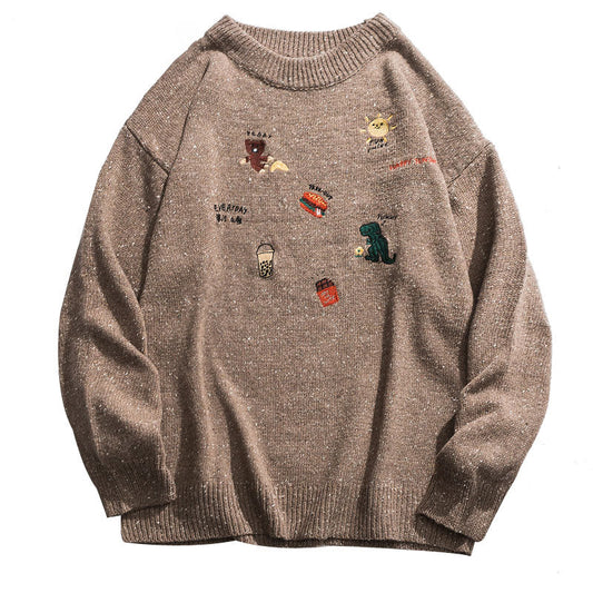 Dinosaur Hamburger Bear Pullover Sweater